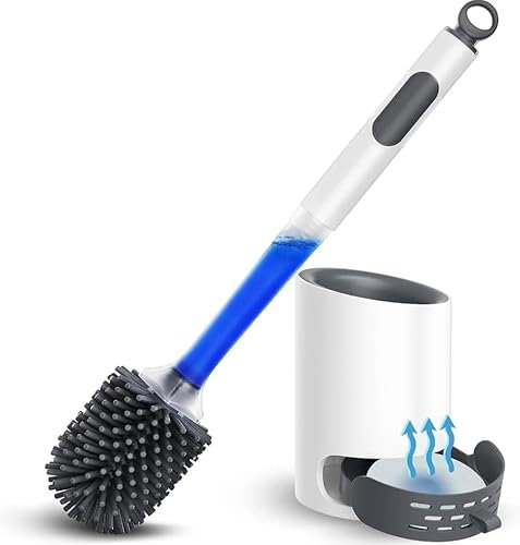Escobilla Baño con Dispensador Jabon - Escobilla Baño Silicona, Toilet Brush, Cepillo Inodoro, Rellenable, Bandeja Extraíble y Adhesivo