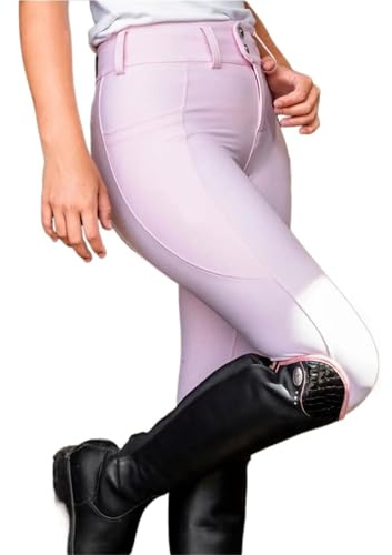 CGUOHU Reithosen Rosa Reithose Vollbesatz Grip Reithose Damen Reißverschluss Reitkleidung Reitleggings Reitleggings(S)