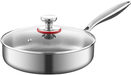 Gupcaqosjw Sartén antiadherente | Sartén para filetes, sartén antiadherente con distribución uniforme del calor para el horno, con tapa para la cocina para huevos, tortitas y bistec para el