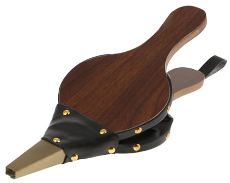 Fireplace Bellows - Large Wooden Air Blower Tool, Cast Nozzle Pump, Durablee Handle Grip, Classic Rustic Design With Hanging Strap | Chimney Air Bellows For Fireplace Stove Campfire Fire Pit Outdoor H