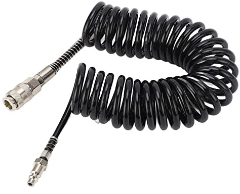 Bamjour Luftkompressorslang, Rekylluftslang Tryckbeständig Spiralluftslang 3/8 Luftslang Flexibel Lättviktsluftkompressortillbehör för Motorcykel (5m/16,4ft)