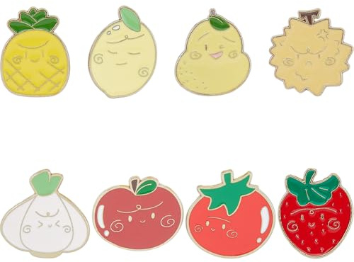 SUPERFINDINGS 8 Pièces Broche Fruits Alliage Émail Épinglette Cartoon Drôle Épingle Vêtements Sacs Chapeaux Robe Pull Châle Décoration Cadeaux Colorés