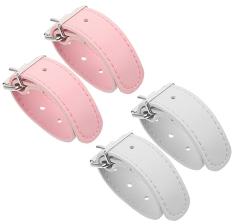 Veemoon 2 Paar Verstellbare Lederriemen als Fahrradkorb Gurte in Weiß und Rosa Inklusive Befestigungsriemen für Fahrradkorb Vorne und Scooter Geeignet für Kinderfahrräder