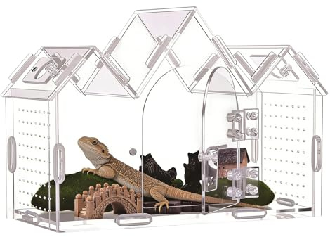 Recinto de Araña Saltadora - Hábitat Transparente de Acrílico con Puertas Magnéticas | Recinto Grande para Araña Saltarina,para Gecko, Lagartija, Rana, Reptil, Serpiente, Mantis, Tortuga, Dragón Barbu