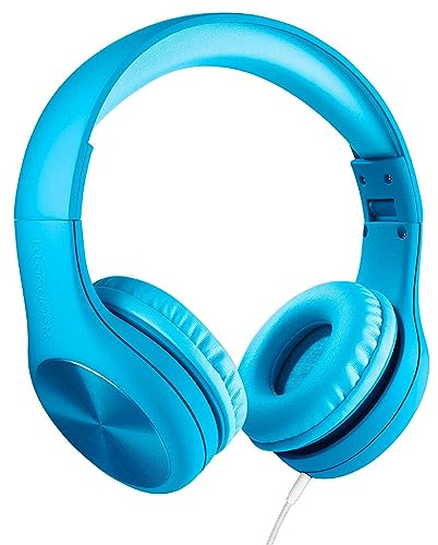 LilGadgets Connect+ Pro Kinderkopfhörer mit Geräuschunterdrückung – für den Komfort von Kindern entwickelt, faltbares Over-Ear mit integriertem Mikrofon, Kopfhörer mit Kabel, für die Schule, Blau