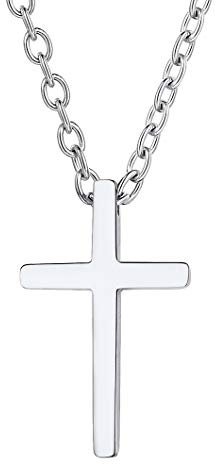 Richsteel Collier Homme Pendentif en Croix Homme Chaine Acier Inoxydable Croix Christ Pendentif Petite Croix Enfant avec Chaîne Réglable Ras de Cou 45+5 cm pour Garçons Filles