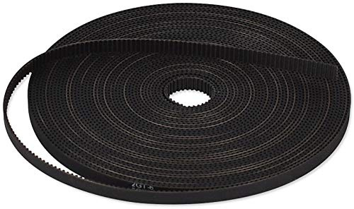 3D Printing GT2 Timing Belt, Zeelo 5 Meters (16.4ft) GT2 Open Timing Belt 2mm Pitch 6mm Width Rubber Fiberglass Fit for RepRap Prusa Mendel Rostock CR-10 Ender 3 3D Printers - Black