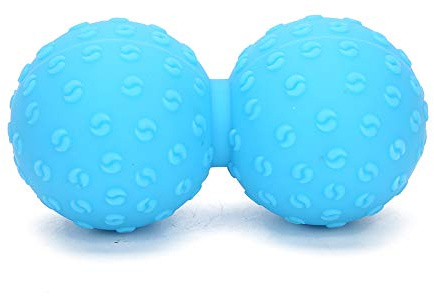 Palla da massaggio doppia a base di arachidi, palla da massaggio in silicone per yoga Massaggiatore muscolare a tessuto profondo per rilascio miofasciale(Blu)