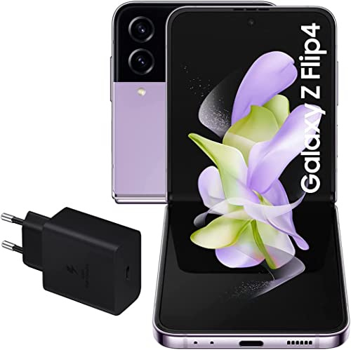 Samsung Galaxy Z Flip4 5G (128 GB), Smartphone Android, Teléfono Móvil Plegable, Bora Púrpura [Versión española] + Cargador ultrarrápido de 45W
