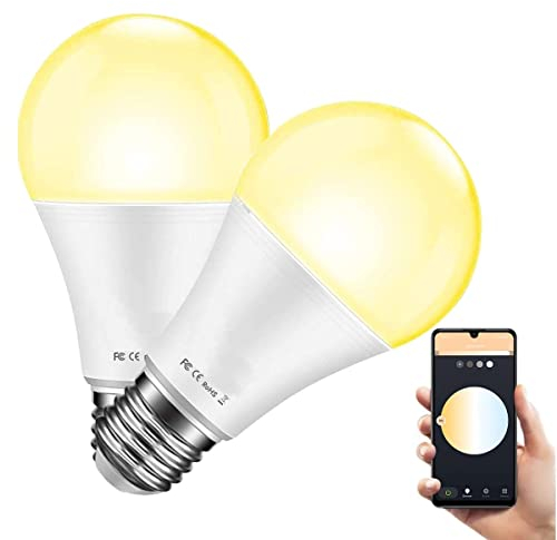 oniroview Lampadine Led Smart Compatibili Alexa Google WiFI Intelligente E27 10W Dimmerabile Luce Calda 2700K Bianco Regolabile (2)