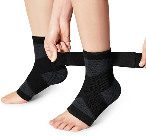 AVIDDA Ankle Support Brace 1 Pair, Adjustable Plantar Fasciitis Support Strap Compression Foot Sleeves for Sprained Ankle, Running, Sports Protection and Pain Relief