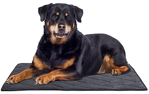 MABOZOO Durable Chew Proof Dog Bed, Tough Indestructible Dog Crate Mat for Aggressive Chewers, Washable Pet Bed for Medium Dog,Waterproof Dog Bed for Kennel,Black 22x35 in