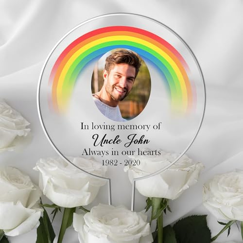 Personalised Pet Memorial Acrylic Grave Stakes - Custom Tribute Plaque for Beloved Pets (Rainbow)
