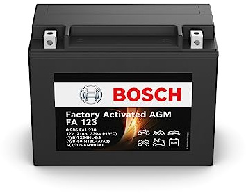 Bosch FA123 - AGM-Motorradbatterie - 12V 330A 21Ah - Geeignet für Motorräder, Motorräder, Enduros, Roller, Quads, Jetskis - Kompatibel M4F47, M4F48, BTX24HL-BS, B50-N18L-A, B50-N18L-A3, SB50-N18L-AT