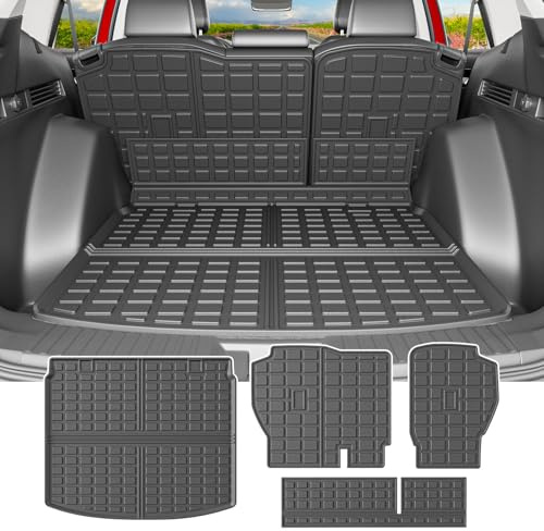 powoq Trunk Mat Compatible with 2023 2024 Honda CRV Upper Deck Cargo Liner TPE Backrest Mat Replacement for 2023 2024 CR-V Hybrid Accessories (Fit 2023 Hybrid Model, Rear Backrest Mats+Rear Trunk Mat)