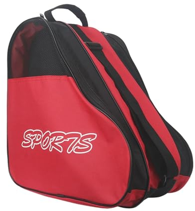 Easnea Oxford Rollschuh-Tasche, atmungsaktive Schlittschuh-Tasche, Aufbewahrungstasche, große Kapazität, Skating-Schuhe, Tragetaschen, Rollerbladen-Behälter, Rollschuh-Zubehör, Rot, halbes Netzgewebe