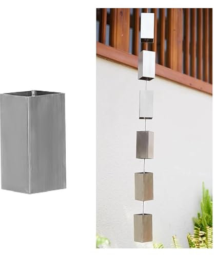 CAFIEDR Cadena de Lluvia, Cadena de Lluvia para bajante, Cadena Cuadrada para recogedor de Lluvia para canalones/bajantes de Lluvia, Cadena de Lluvia para desviar Agua,3 Mone Color