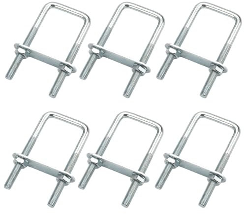 6 Pièces Boulons en U Carrés Acier, M8 40 x 100 mm Boulon Carré en U, U-Bolts Avec Écrous et Plaque de Cadre, Bride de Fixation, Étrier de Fixation en U Bolt, pour Remorquage, Fixation Tuyaus, Bateau