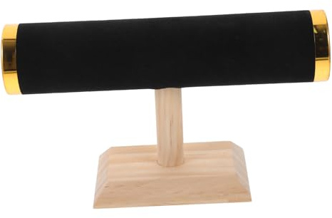 MUSISALY Soporte De Pulseras De Madera Cubierta De Lint Organizador De Joyas Para Escritorio Expositor De Brazaletes y Manillas Para Almacenamiento De Accesorios