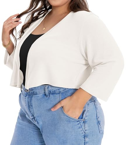 florynova Plus Size Shrugs for Women Half Sleeve Cropped Bolero Cardigans | soft and lightweight, open front and cropped design, relaxed loose fit cut, elegant cover up for wedding and nights