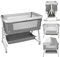 Beistellbett, Stubenwagen Babybett, mit Wickeltisch, Aufbewahrungskorb und Höhenverstellbar, Tragbares Kinderbett,Verstellbares Tragbares Bett für Säuglinge/Neugeborene (Grau, Mit Wickeltisch)