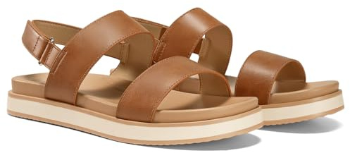 Coutgo Womens Flat Sandals Comfortable Arch Support Adjustable Double Strap Lightweight Summer Platform Sandals, Brown, Size 8.5
