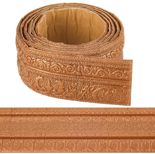 CRASPIRE Moldura de Corona para Papel Tapiz de 90.5 x 3.14 pulgada Autoadhesiva Flexible de Bronce 3D con Borde de Espejo Líneas de Base Adhesivas para Pared Espuma para Decoración de Hotel Y Hogar