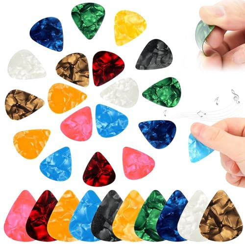 Guitar Picks Guitar Plectrums, 50 PCS Plectrums for Acoustic Guitars 0.46mm Thickness Lightweight Celluloid Picks, Mixed Colorful GuitarPlectrums for Ukulele Bass Electric, Acoustic Guitars (0.46mm)
