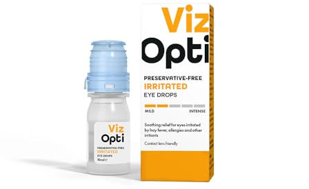 VizOpti Irritated Eye Drops Preservative-Free – Instant Relief for Allergies, Dryness & Irritation | Soothing & Cooling with Natural Plant Extracts | Contact Lens Friendly & Compact Bottle – 10ml