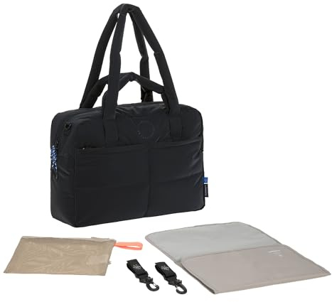 LÄSSIG Baby Wickeltasche mit Tragegriff und Wickelunterlage, Kinderwagenbefestigung, wasserabweisend/GRE Everyday Bag black