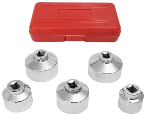 GLBMLMTHZP 5x Universal Oljefilterlock Skiftnyckelsocket Set 24mm 27mm 32mm 36mm 38mm med en förvaringsväska Borttagningsverktyg Passar for Hyundai Passar for Nissan Socket Sockets