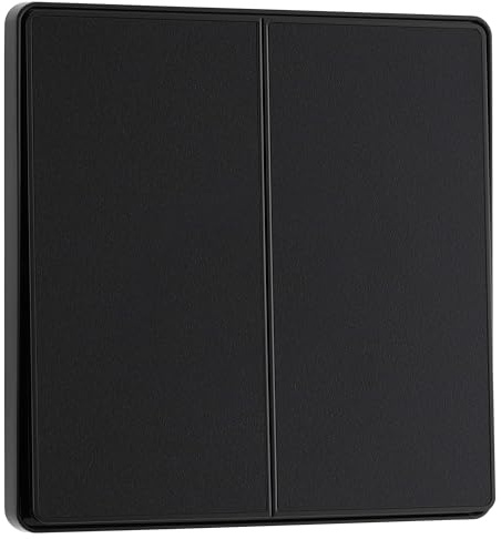 BG Electrical Double Wall Light Switch, 2-Way, Edge-to-Edge Rockers, Screwless Appearance, Round Edges, Evolve, Matt Black, 20A, 16AX, PCDMB42EB
