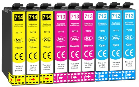 Jhaan T0712 T0713 T0714 Druckerpatronen Kompatibel für Epson T0715 Multipack Kompatible mit Epson Stylus SX218 SX110 SX210 SX215 SX415 SX515W SX200 DX8400 DX4000 DX4050 DX7450 DX845 Drucker(9er-Pack)