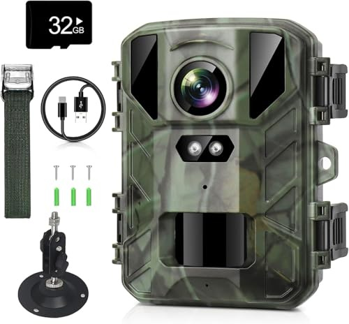 VanBangTec Mini Wildkamera 4K 50MP, Wildtierkamera mit Nachtsicht Bewegungsmelder 850 IR LEDs, 0,2s Schnelle Trigger, Wasserdicht Nachtsichtkamera mit 32G Speicherkarte, Jagdkamera für Wildbeobachtung