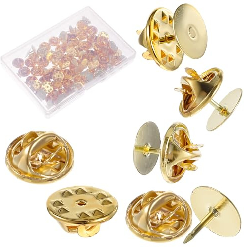 Guduling 50 Stück Schmetterling Pin Verschluss, Goldene Anstecknadeln Pins, Metall Locking Pins Backs mit 10mm Nadeln, Butterfly Pin Clutch zum Basteln von Broschen,Krawatten,Hüten,Abzeichen