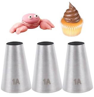 Spritsmunstycke 3 st – 1A – Spritsspetsar i rostfritt stål – stora runda öppna spetsar, for att dekorera cupcakes, tårtor och bakverktyg spritsmunstycken