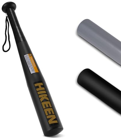 Hikeen 17 inch Robust Steel Baseball Bat for Adult Kids With Non-Slip Handle and Paracord Wrist Strap,Self and Home Defense Black