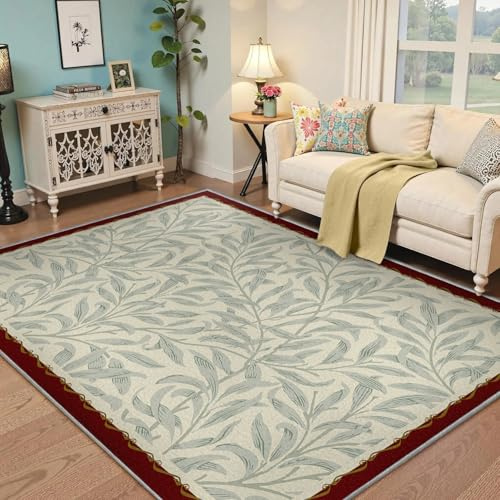 BYLEEHOMED Tappeto per rami di salice 100x150cm Vintage Distressed Lavabile Soft Print Boho Tappeto a pelo corto antiscivolo per soggiorno Camera da letto Interno