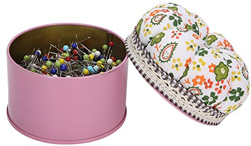 RIZGHWOY Ensemble d'épingles à Coudre à Tête en Verre, 500 Pièces, Longueur de 1,5 Pouce, Matériau en Acier et en Verre, avec Boîte de Rangement et Coussin à épingles, pour l'artisanat, la Couture