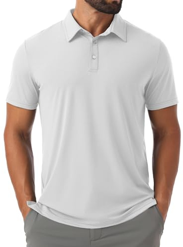 QIXING Men's Polo Shirts Short Sleeve Quick Dry Golf Shirts Lightweight Breathable Active Work Polo Tops for Men