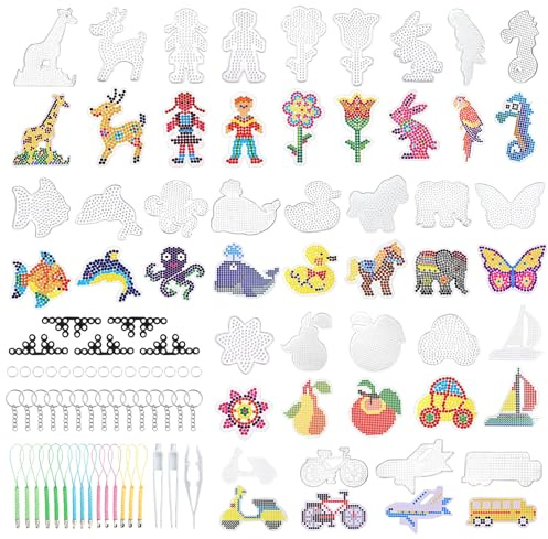 27 Piece Fuse Bead Boards, 5mm Clear Fuse Beads Boards with Animal Shape Pegboards, Pattern Template Cards Accessories, Beads Pegboard Set Ironing Bead Pin Plates for Kids & Adults DIY Handcraft