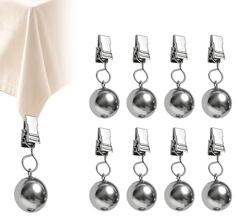 XPJBKC Pesi per Tovaglie, 8 Pezzi Pesi Pesanti per Tovaglia, Palla di Metallo con Clip, per Giardino, Balcone, Campeggio, Outdoor Picnic Party
