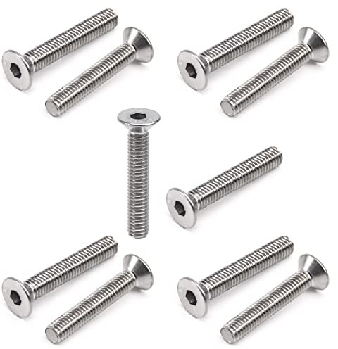 MroMax M5 x 12 clavos, tornillos y sujetadores de acero inoxidable 304, tornillos avellanados, cabeza plana, 10 unidades