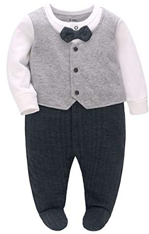 famuka Baby Boy Suit Baptism Wedding Party Baby Clothes (Grey, 9-12 Months)