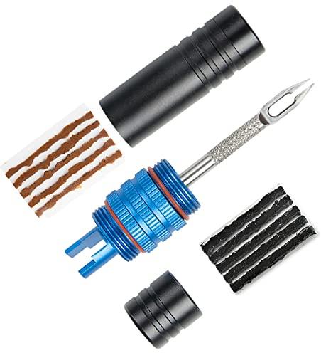 RRK Tubeless Bike Tire Repair Kit, Quick and Easy to Fix a Puncture, Patch Tool for Mountain Road Bicycle with 5 Bacon and 5 Black Strips