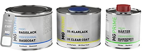 MG PRIME Autolack Set Dose spritzfertig für Opel EWP Jade Weiss/Arktis Weiss Basislack + 2K Klarlack 1,25L
