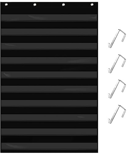 Tableau de poche pour emploi du temps quotidien, emploi du temps de classe avec 10 poches transparentes et 4 crochets de porte pour l'organisation de l'emploi du temps en classe ou à la maison
