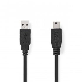 Nedis USB-Kabel | USB 2.0 | USB-A Stecker | USB Mini-B 5 pin Stecker | 480 Mbps | Vernickelt | 1.00 m | Rund | PVC | Schwarz | Label