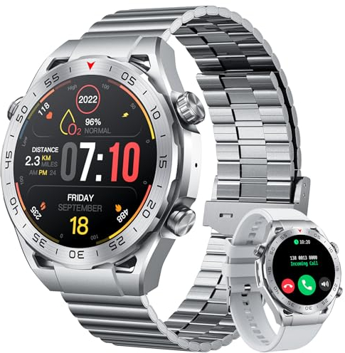 Montre Connectée Homme Smartwatch Appel: Montres Intelligentes Ronde de 1,42 Pouce Composer et Recevoir des Appel 123 Modes Sportifs Moniteur de Fréquence Cardiaque Sommeil Compatibles Android et IOS
