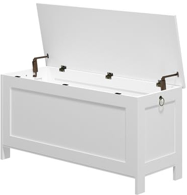 Panana Large Storage Box Clothes Toy Chest, Wooden Bench Seat Ottoman Multi-Purpose Organizer Bedding Blanket Trunk Container with Lid (100CM)